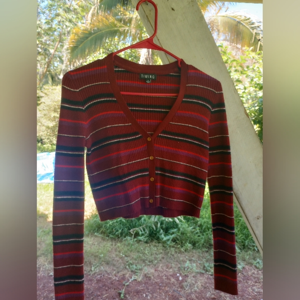Striped Red Crop Top Sweater